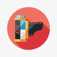 camera film flat icon with long shadow N13