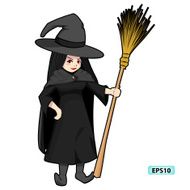 cartoon witch on white background