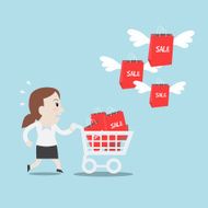Businesswoman loves shopping - Vector