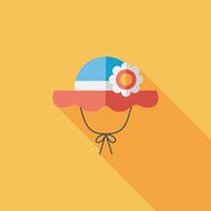 Women hat flat icon with long shadow N44
