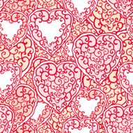 Seamless pattern with doodle hearts N4