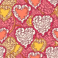 Seamless pattern with doodle hearts N7