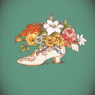 Vintage Background with Flowers and Shoes N2