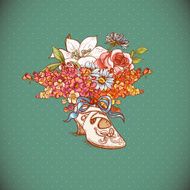 Vintage Background with Flowers and Shoes N3