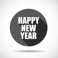 Happy New Year Flat Icon with long Shadow Vector Illustration