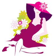 Fashionable woman sitting in the garden