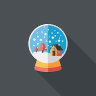snow globe and gifts flat icon with long shadow eps10 N29