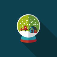 snow globe and gifts flat icon with long shadow eps10 N30