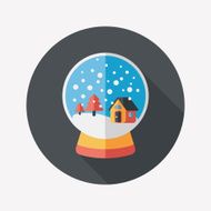 snow globe and gifts flat icon with long shadow eps10 N31
