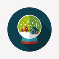 snow globe and gifts flat icon with long shadow eps10 N32