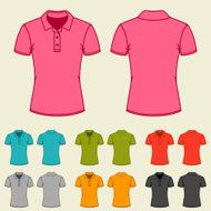 Set of templates colored polo shirts for women