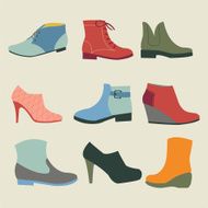 Set of fashion woman footwear illustration