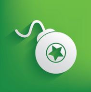 Bomb symbol on green background clean vector