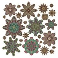 Set of decorative rosettes-stars in arabic style
