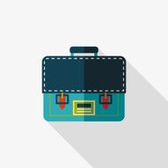 briefcase school bag flat icon with long shadow eps10 N14