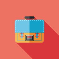 briefcase school bag flat icon with long shadow eps10 N15
