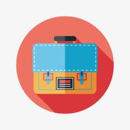 briefcase school bag flat icon with long shadow eps10 N16