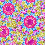 Vector seamless hand-drawn pattern with flowers and leaves N2