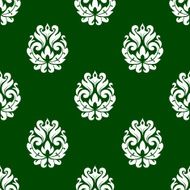 Green floral damask style seamless pattern