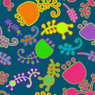 Vector colorful floral cartoon seamless background N3