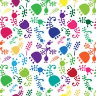 Vector colorful floral cartoon seamless background N5