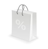 The white bag labeled persent Isolated