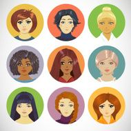 Set of Circle Female Icons