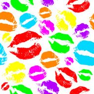 Woman lips pattern on white background Lipstick kiss