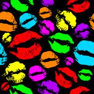 Woman lips pattern on black background Lipstick kiss