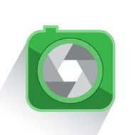 green camera icon on white background