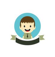 adorable boy cartoon character label N2