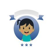 cute girl cartoon character label N7