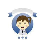 cute girl cartoon character label N9