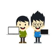 man with laptop cartoon N3