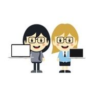 woman with laptop cartoon N3