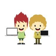 man with laptop cartoon N4