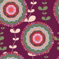 Vector seamless hand-drawn pattern with flowers and leaves N4