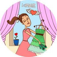 Young woman in love dressing fro a date