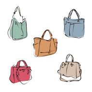 Elegant fashion woman leather handbag in sketch style