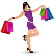 Vector shopping girl with bags