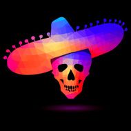 Colorful geometric skull in sombrero
