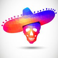 Colorful geometric skull in sombrero N2