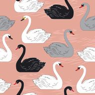 Swans Seamless vector pattern Template for design