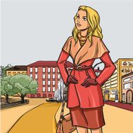 Blonde girl in autumn raincoat