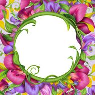 frame with abstract exotic tropical flower border N2