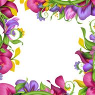 frame with abstract exotic tropical flower border N3