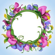 frame with abstract exotic tropical flower border N4