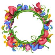 frame with abstract exotic tropical flower border N5