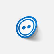 Realistic paper sticker sewing Button N3