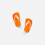 Realistic paper sticker beach flip flops